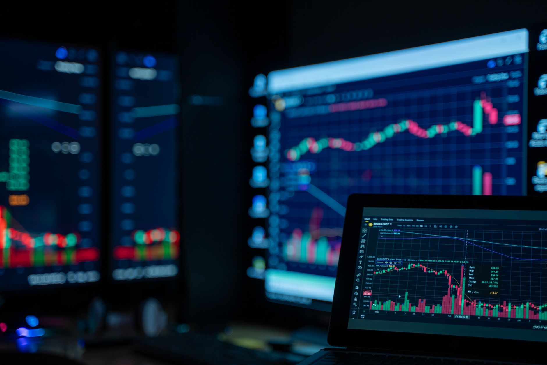 Un monitor de computadora muestra gráficos de forex, que ilustran los mercados cubiertos por las normas publicitarias de Google.